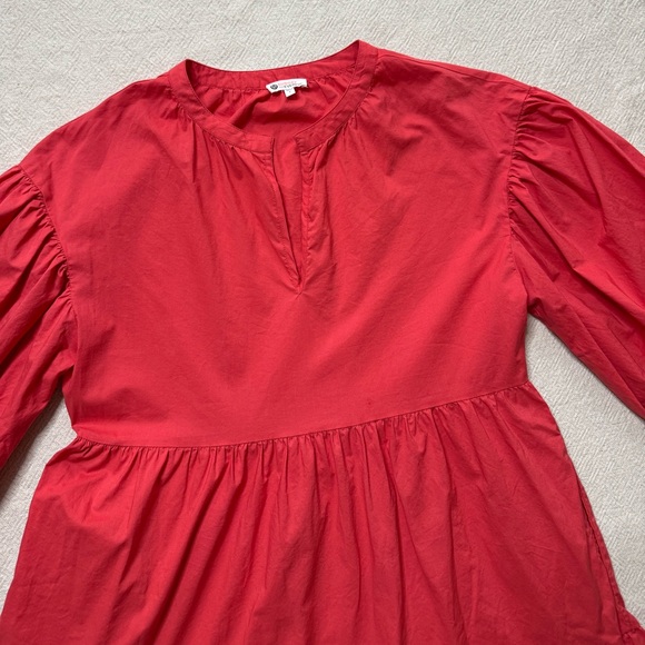 Sundry for Evereve The Anywhere Red Tiered Crisp Cotton Mini Dress S - Picture 5 of 8